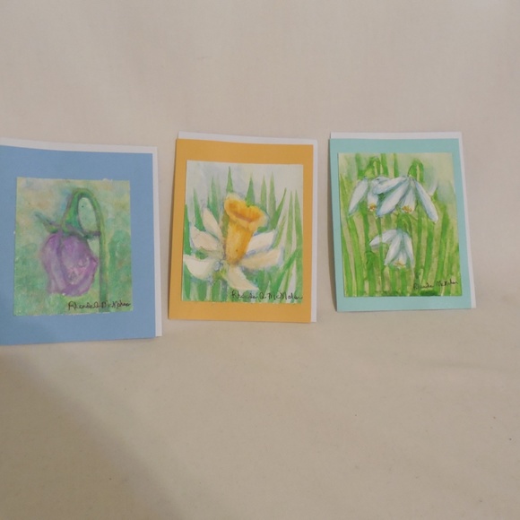 Watercolor Tulip, Daffodil, Snowdrop HAND CRAFTED Cards - Picture 4 of 5